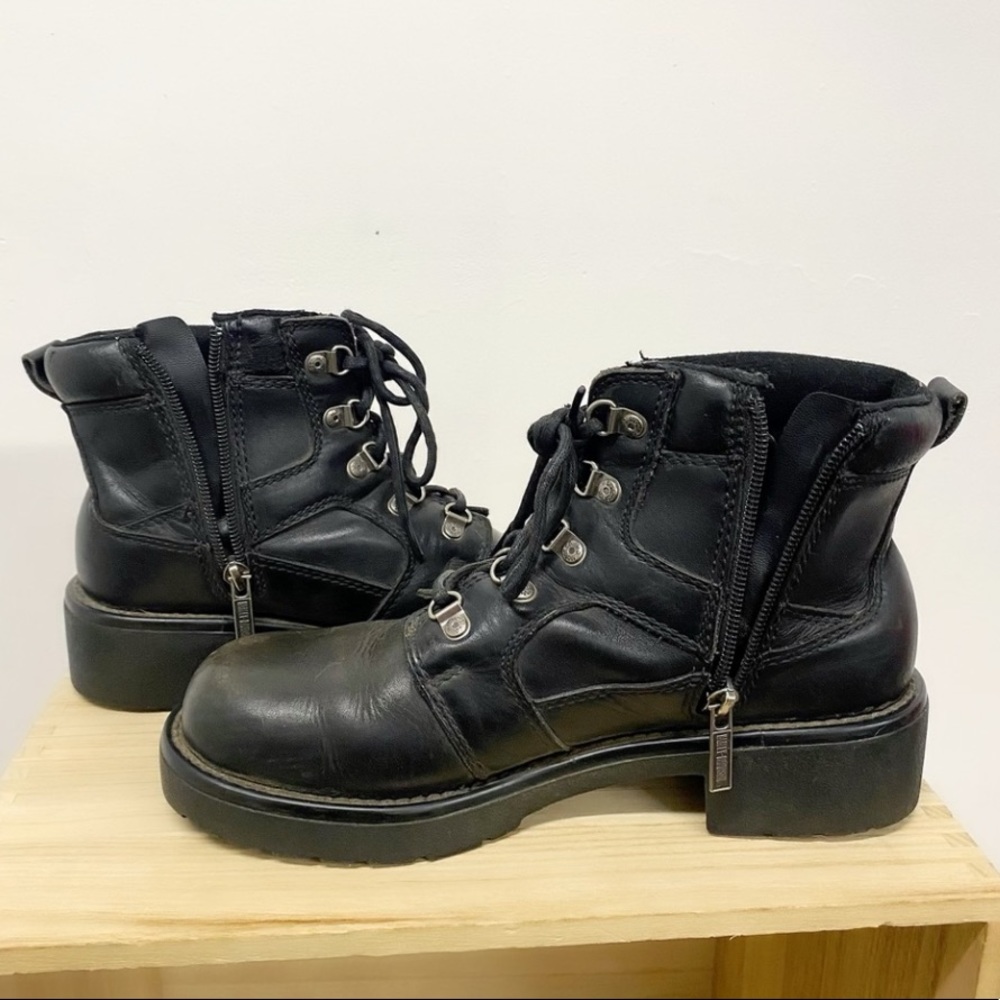 Harley Davidson Black Leather Moto Boots